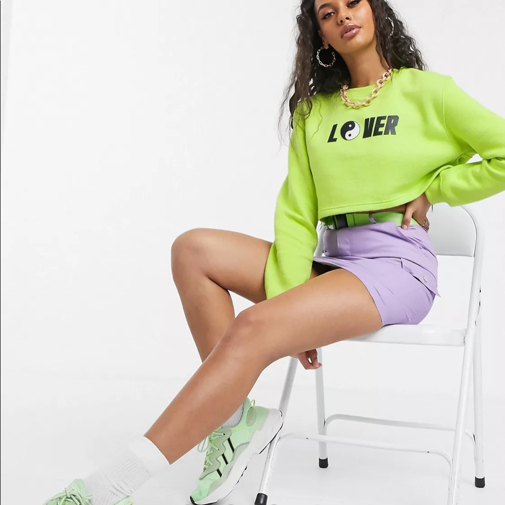 Neon Green Slogan Sweatshirt